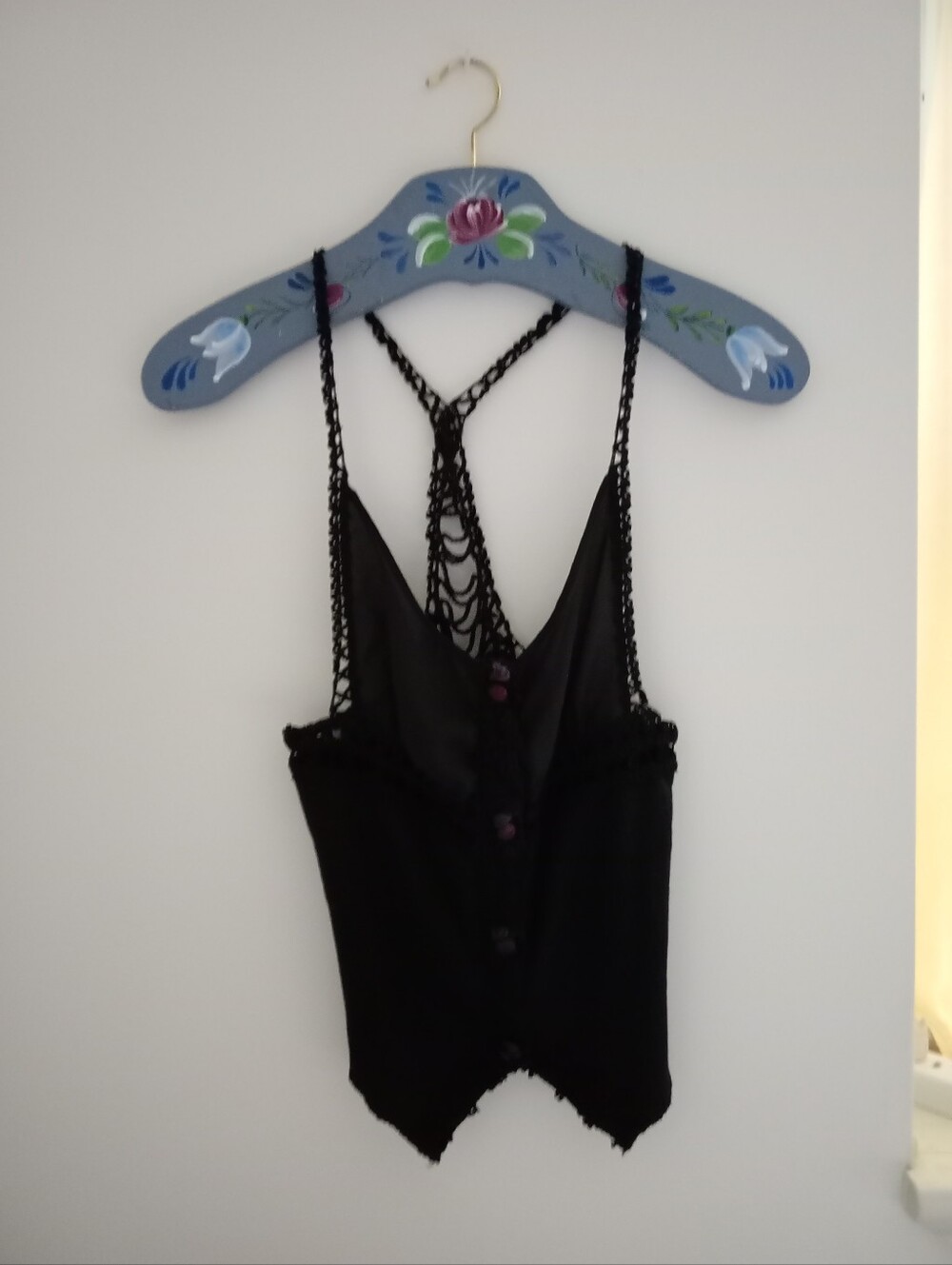 Vintage Free People New Romantics Vest Button Up Top Crochet Gothic